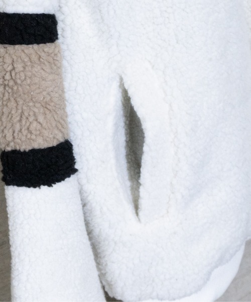 JOHN'S CLOSET(ジョンズクローゼット)の「【13】袖ラインBIGフードボアジャケット(ブルゾン・メンズ・オフホワイト/ブラック/ベージュ/タン・LARGE/MEDIUM)」の6枚目の写真