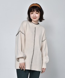 RETRO GIRL | 配色ステッチニット(ニット/セーター)