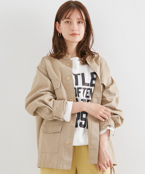 LAVEANGE（ラビアンジェ）の「リメイク風ミリタリーブルゾン（ミリタリージャケット・レディース・ブラック/カーキ/グレイッシュベージュ・L/4L/M/3L/LL/5L）」の13枚目の写真