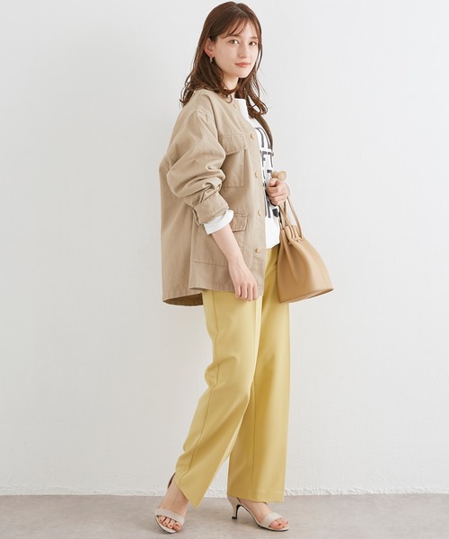 LAVEANGE（ラビアンジェ）の「リメイク風ミリタリーブルゾン（ミリタリージャケット・レディース・ブラック/カーキ/グレイッシュベージュ・L/4L/M/3L/LL/5L）」の17枚目の写真