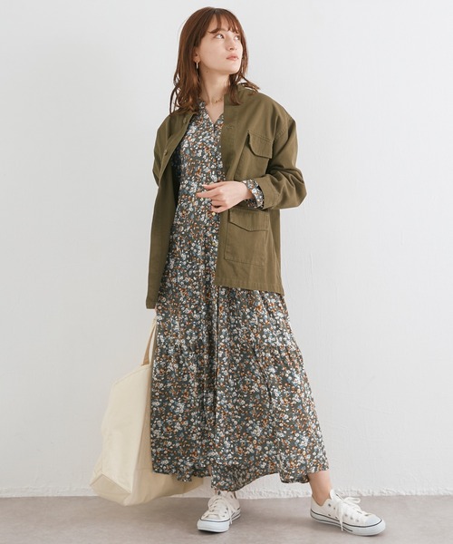 LAVEANGE（ラビアンジェ）の「リメイク風ミリタリーブルゾン（ミリタリージャケット・レディース・ブラック/カーキ/グレイッシュベージュ・L/4L/M/3L/LL/5L）」の9枚目の写真