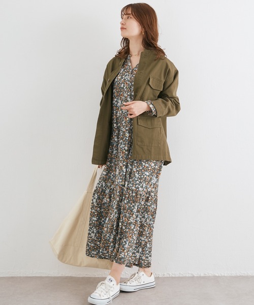 LAVEANGE（ラビアンジェ）の「リメイク風ミリタリーブルゾン（ミリタリージャケット・レディース・ブラック/カーキ/グレイッシュベージュ・L/4L/M/3L/LL/5L）」の10枚目の写真