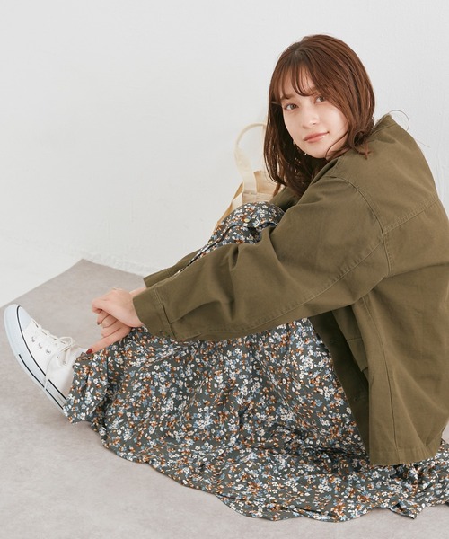 LAVEANGE（ラビアンジェ）の「リメイク風ミリタリーブルゾン（ミリタリージャケット・レディース・ブラック/カーキ/グレイッシュベージュ・L/4L/M/3L/LL/5L）」の12枚目の写真