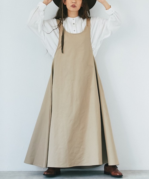 and R（アンドアール）の「うしろリボンワンピース（ジャンパースカート・レディース・ベージュ/ブラック・FREE）」の6枚目の写真