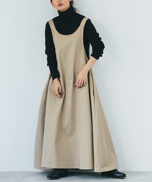 and R（アンドアール）の「うしろリボンワンピース（ジャンパースカート・レディース・ベージュ/ブラック・FREE）」の8枚目の写真