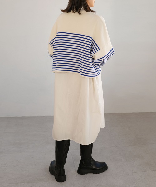 ＡＮＤＪ（アンドジェイ）の「【ANDJ MADE】パネルボーダー柄バスクニット　クロップド丈　春ニット（ニット/セーター・レディース・ブラック/テラコッタ/ブルー・M）」の16枚目の写真