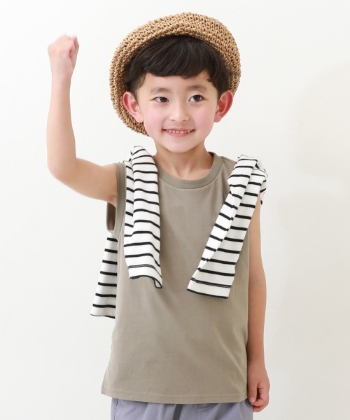 devirock(デビロック)の「ボックスタンクトップ(タンクトップ・キッズ・スミクロ/モカ/パープル系その他/グリーン系その他/ブルー系その他/ベージュ/カーキ/ホワイト/グリーン系その他2/ライトカーキ・150cm/130cm/140cm/100cm/120cm/160cm/110cm)」の7枚目の写真