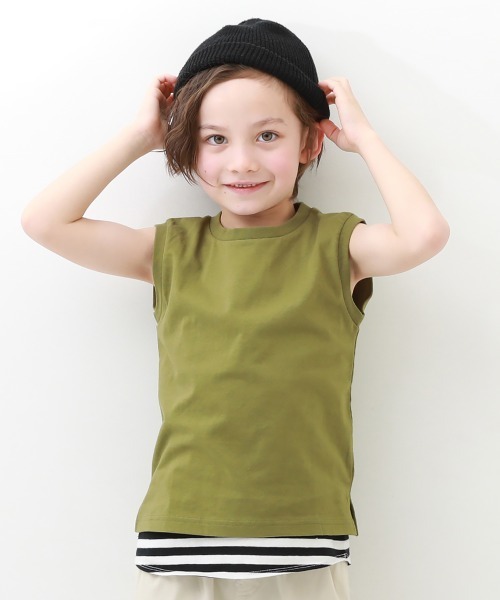 devirock(デビロック)の「ボックスタンクトップ(タンクトップ・キッズ・スミクロ/モカ/パープル系その他/グリーン系その他/ブルー系その他/ベージュ/カーキ/ホワイト/グリーン系その他2/ライトカーキ・150cm/130cm/140cm/100cm/120cm/160cm/110cm)」の6枚目の写真