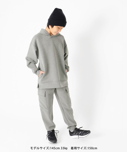 GLAZOS（グラソス）の「[ワイドテーパード]ダンボールニット・カーゴパンツ【セットアップ対応】（カーゴパンツ・キッズ・ブラック/グレー/ライトグリーン・130cm/140cm/150cm/160cm/170cm）」の8枚目の写真