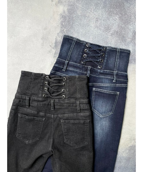 ENVYM（アンビー）の「ハイウエストスキニーＰＴ（デニムパンツ・レディース・インディゴブルー/ブラック・S/M/XS）」の9枚目の写真