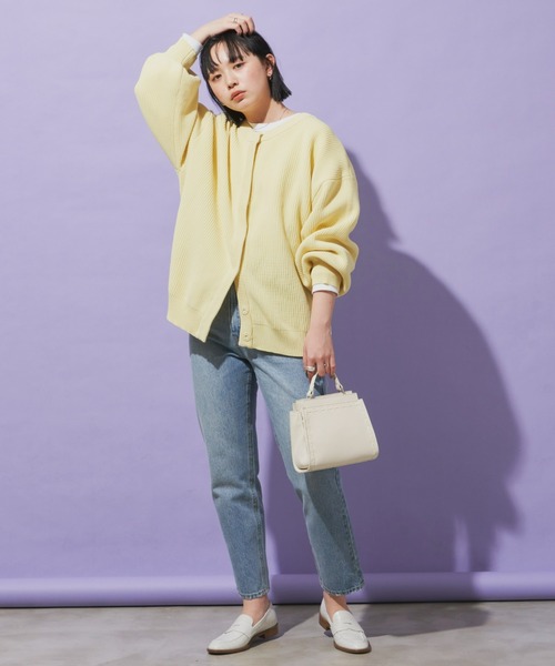 Aunt Marie's（アントマリーズ）の「クルーネックオーバーサイズカラーカーデ（カーディガン/ボレロ・レディース・ライトグリーン/ピンク/ネイビー/イエロー・FREE）」の16枚目の写真