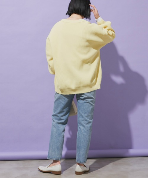 Aunt Marie's（アントマリーズ）の「クルーネックオーバーサイズカラーカーデ（カーディガン/ボレロ・レディース・ライトグリーン/ピンク/ネイビー/イエロー・FREE）」の20枚目の写真