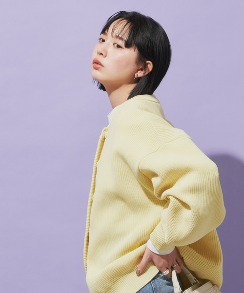 Aunt Marie's（アントマリーズ）の「クルーネックオーバーサイズカラーカーデ（カーディガン/ボレロ・レディース・ライトグリーン/ピンク/ネイビー/イエロー・FREE）」の14枚目の写真