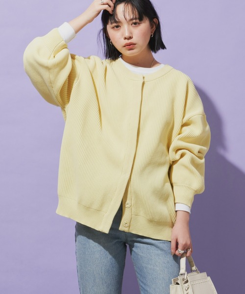 Aunt Marie's（アントマリーズ）の「クルーネックオーバーサイズカラーカーデ（カーディガン/ボレロ・レディース・ライトグリーン/ピンク/ネイビー/イエロー・FREE）」の7枚目の写真