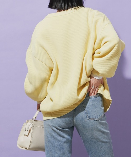 Aunt Marie's（アントマリーズ）の「クルーネックオーバーサイズカラーカーデ（カーディガン/ボレロ・レディース・ライトグリーン/ピンク/ネイビー/イエロー・FREE）」の13枚目の写真