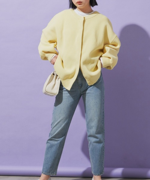 Aunt Marie's（アントマリーズ）の「クルーネックオーバーサイズカラーカーデ（カーディガン/ボレロ・レディース・ライトグリーン/ピンク/ネイビー/イエロー・FREE）」の22枚目の写真