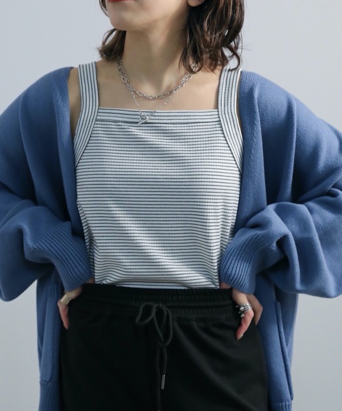 ap retro(アプレトロ)の「ボーダーテレコタンクトップ(タンクトップ・レディース・ホワイト×ブラック/ブラック×ホワイト・FREE)」の3枚目の写真