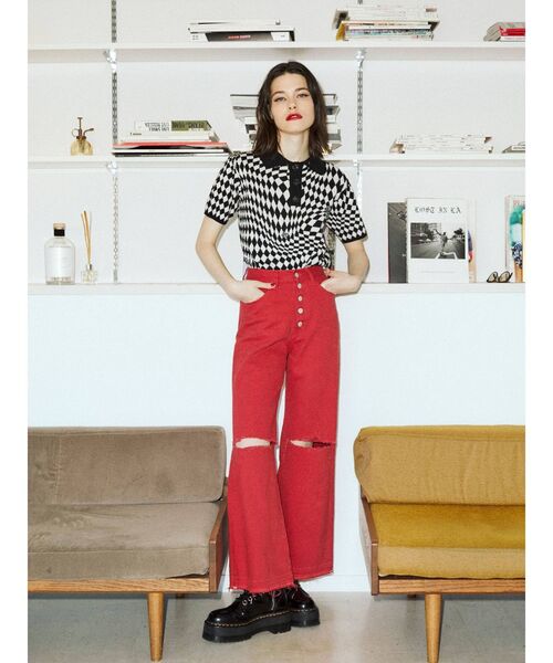 jouetie（ジュエティ）の「ジャガードニットポロシャツ【サマーニット】（ニット/セーター・レディース・ブラック/ピンク/ブルー/グリーン/その他1・MEDIUM）」の15枚目の写真