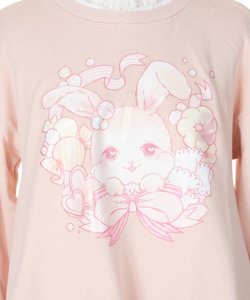 BODYLINE(ボディライン)の「レディース うさぎプリントスウェットワンピース(ワンピース・レディース・オフホワイト/ブラック・M/L/2L)」の8枚目の写真