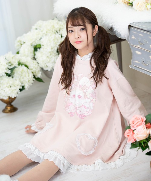BODYLINE(ボディライン)の「レディース うさぎプリントスウェットワンピース(ワンピース・レディース・オフホワイト/ブラック・M/L/2L)」の12枚目の写真