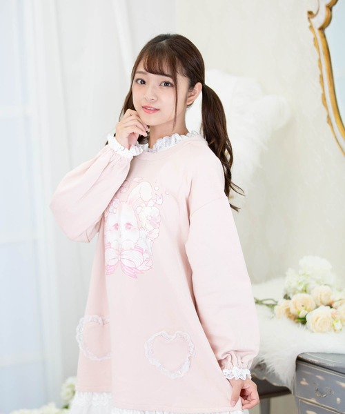 BODYLINE(ボディライン)の「レディース うさぎプリントスウェットワンピース(ワンピース・レディース・オフホワイト/ブラック・M/L/2L)」の13枚目の写真