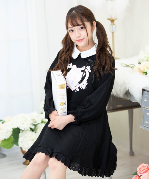 BODYLINE(ボディライン)の「レディース うさぎプリントスウェットワンピース(ワンピース・レディース・オフホワイト/ブラック・M/L/2L)」の15枚目の写真