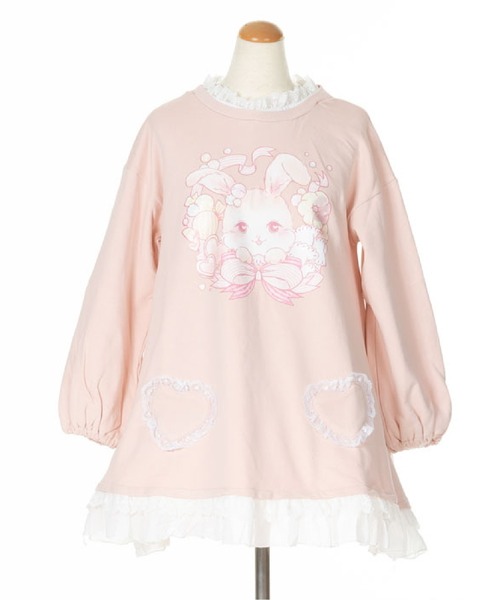 BODYLINE(ボディライン)の「レディース うさぎプリントスウェットワンピース(ワンピース・レディース・オフホワイト/ブラック・M/L/2L)」の16枚目の写真