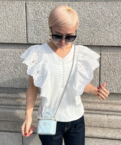 JENNE(ジェンヌ)の「フレンチレースブラウス(シャツ/ブラウス・レディース・ホワイト・SMALL/MEDIUM/X-LARGE/LARGE)」の6枚目の写真