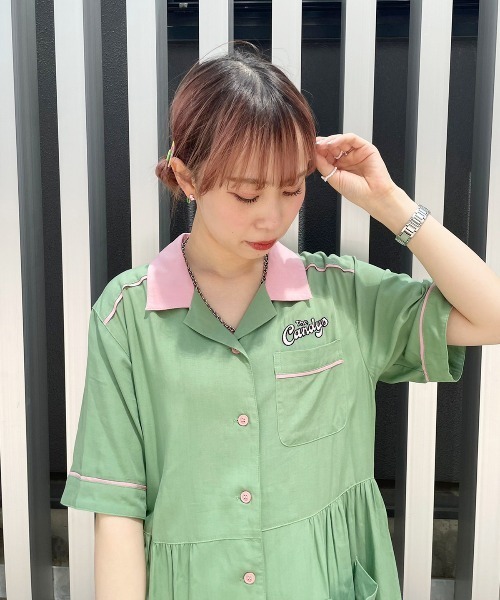 Candy Stripper(キャンディストリッパー)の「TAKE IT EASY シャツワンピース(シャツワンピース・レディース・グリーン/ブルー/ブラック・2)」の9枚目の写真