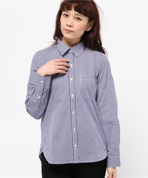 CIAOPANIC（チャオパニック）の「【Ciaopanic】ギンガムチェックSH（シャツ/ブラウス・レディース・ブラック/ブルー・FREE）」の2枚目の写真