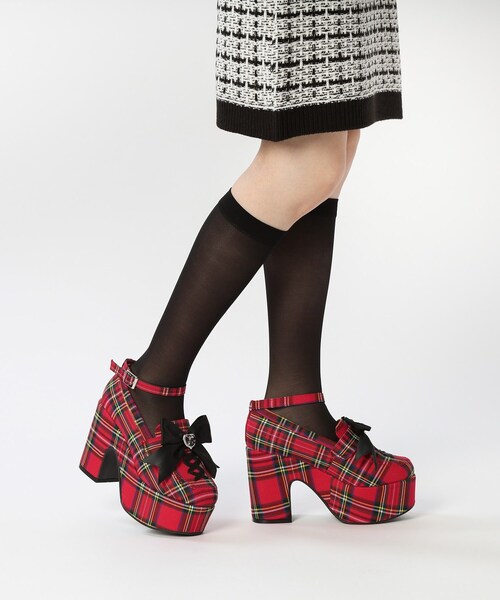 cs T&P(シーエスティーアンドピー)の「レースアップ×リボン厚底パンプス【csT&P】(パンプス・レディース・ホワイト/ブラック/ブラック系1/レッド系9・S/M/L/LL)」の13枚目の写真