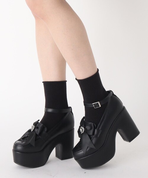 cs T&P(シーエスティーアンドピー)の「レースアップ×リボン厚底パンプス【csT&P】(パンプス・レディース・ホワイト/ブラック/ブラック系1/レッド系9・S/M/L/LL)」の14枚目の写真