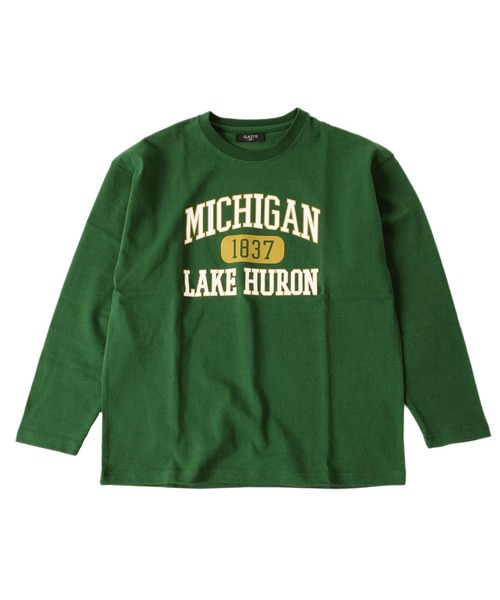 GLAZOS（グラソス）の「天竺・ドロップショルダーアソートカレッジロゴ長袖Ｔシャツ（Tシャツ/カットソー・キッズ・オフホワイト/グリーン/ブラック/サックスブルー・130cm/150cm/140cm/170cm/160cm）」の15枚目の写真