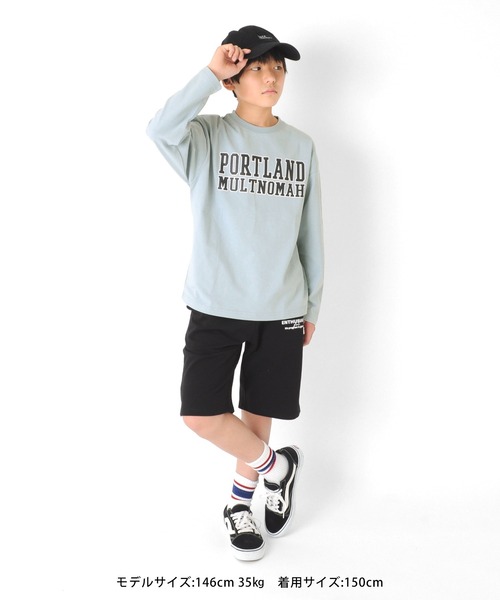 GLAZOS（グラソス）の「天竺・ドロップショルダーアソートカレッジロゴ長袖Ｔシャツ（Tシャツ/カットソー・キッズ・オフホワイト/グリーン/ブラック/サックスブルー・130cm/150cm/140cm/170cm/160cm）」の11枚目の写真