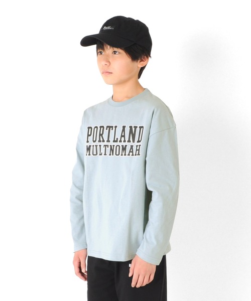 GLAZOS（グラソス）の「天竺・ドロップショルダーアソートカレッジロゴ長袖Ｔシャツ（Tシャツ/カットソー・キッズ・オフホワイト/グリーン/ブラック/サックスブルー・130cm/150cm/140cm/170cm/160cm）」の19枚目の写真