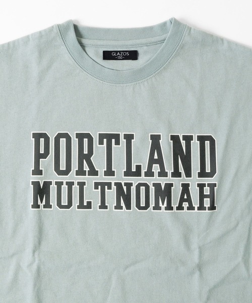 GLAZOS（グラソス）の「天竺・ドロップショルダーアソートカレッジロゴ長袖Ｔシャツ（Tシャツ/カットソー・キッズ・オフホワイト/グリーン/ブラック/サックスブルー・130cm/150cm/140cm/170cm/160cm）」の6枚目の写真