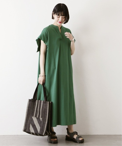JOURNAL STANDARD（ジャーナルスタンダード）の「《追加2》ロングカフタンTシャツワンピース（ワンピース・レディース・ブラック/グリーン・FREE）」の6枚目の写真