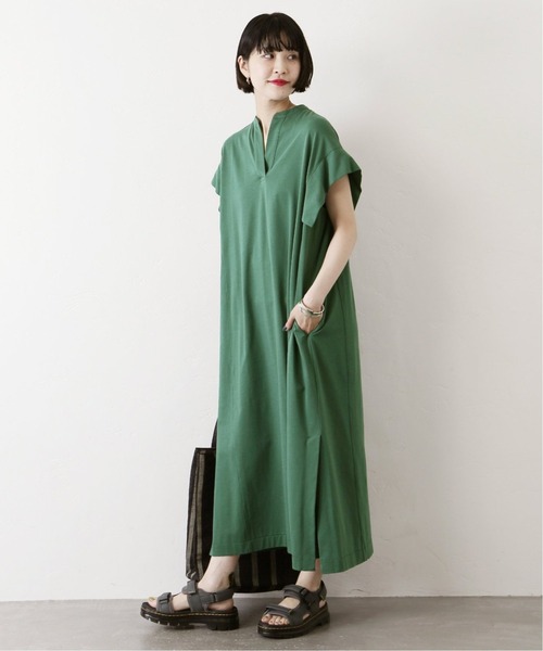 JOURNAL STANDARD（ジャーナルスタンダード）の「《追加2》ロングカフタンTシャツワンピース（ワンピース・レディース・ブラック/グリーン・FREE）」の3枚目の写真