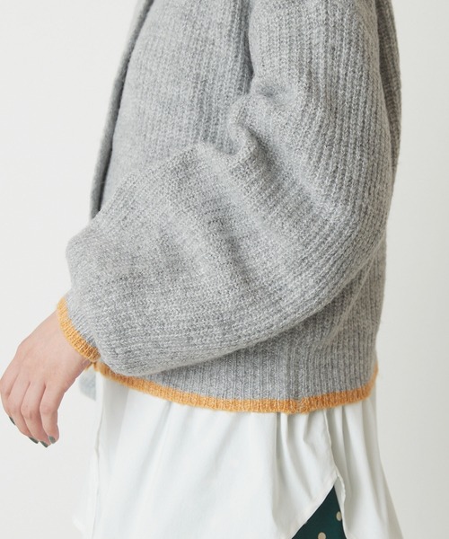 forksy.(フォルクシー)の「【forksy.】2way配色ラインショート丈カーディガン(カーディガン/ボレロ・レディース・ブラック/グレー/オフホワイト/ピンク/イエロー/グリーン・FREE)」の16枚目の写真