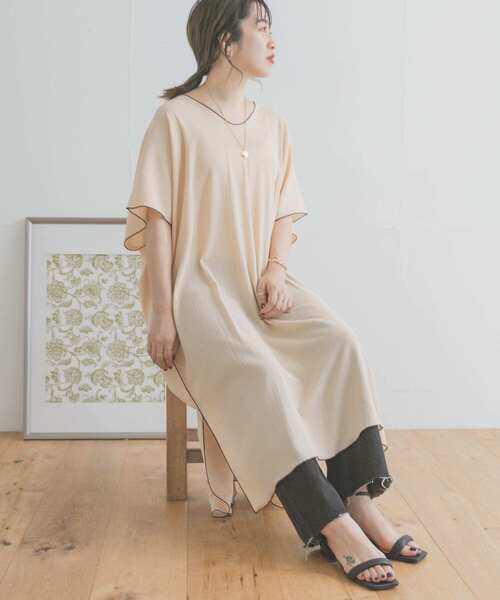 ITEMS URBANRESEARCH(アイテムズ アーバンリサーチ)の「パイピングヨウリュウワンピース(ワンピース・レディース・ネイビー/カーキ/ベージュ・FREE)」の5枚目の写真