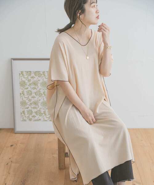 ITEMS URBANRESEARCH(アイテムズ アーバンリサーチ)の「パイピングヨウリュウワンピース(ワンピース・レディース・ネイビー/カーキ/ベージュ・FREE)」の6枚目の写真