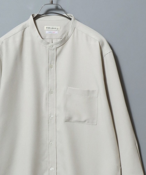 ANPAS(アンパス)の「MADE IN JAPAN Reflax(R) Loose Silhouette Band Collar Shirt/日本製 リフラクス ルーズシルエット バンドカラーシャツ メンズ 長袖シャツ 無地(シャツ/ブラウス・メンズ・ホワイト/ブラウン/サックスブルー/セージグリーン/ライトパープル/ブラック/ダークブラウン/ネイビー/ベージュ・M/L/LL)」の5枚目の写真