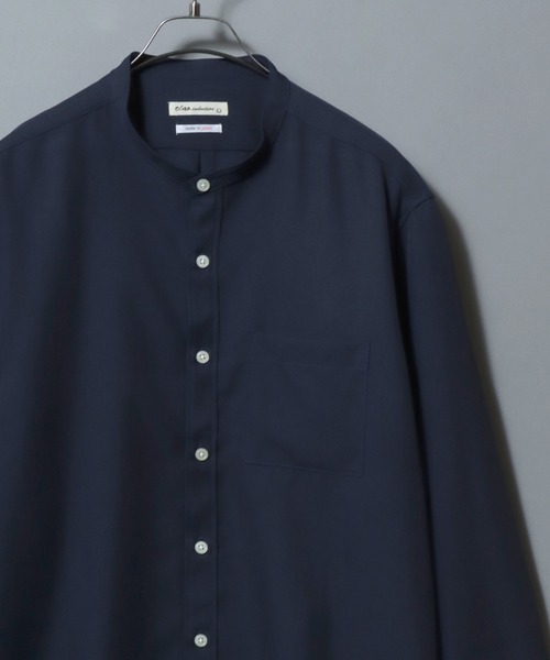 ANPAS(アンパス)の「MADE IN JAPAN Reflax(R) Loose Silhouette Band Collar Shirt/日本製 リフラクス ルーズシルエット バンドカラーシャツ メンズ 長袖シャツ 無地(シャツ/ブラウス・メンズ・ホワイト/ブラウン/サックスブルー/セージグリーン/ライトパープル/ブラック/ダークブラウン/ネイビー/ベージュ・M/L/LL)」の7枚目の写真
