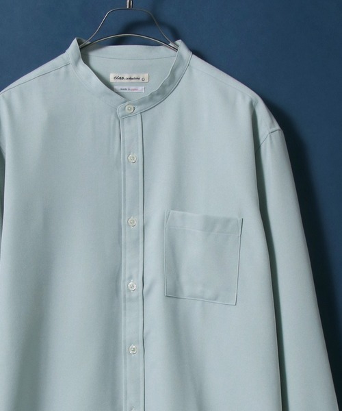 ANPAS(アンパス)の「MADE IN JAPAN Reflax(R) Loose Silhouette Band Collar Shirt/日本製 リフラクス ルーズシルエット バンドカラーシャツ メンズ 長袖シャツ 無地(シャツ/ブラウス・メンズ・ホワイト/ブラウン/サックスブルー/セージグリーン/ライトパープル/ブラック/ダークブラウン/ネイビー/ベージュ・M/L/LL)」の6枚目の写真