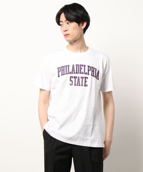 STYLEBLOCK（スタイルブロック）の「半袖アメカジプリントTシャツ（Tシャツ/カットソー・メンズ・ブルー系その他/ホワイト系その他3/ベージュ/ブラック系その他2/ネイビー/ブラック系その他/ホワイト系その他5/ブラック/ホワイト系その他/ベージュ系その他/ホワイト系その他2/サックスブルー/グレー系その他2/パープル/ホワイト系その他4/ホワイト/グレー系その他/チャコール・LL/L/M）」の6枚目の写真