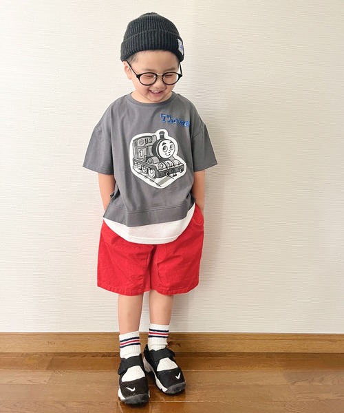 CIAOPANIC TYPY(チャオパニックティピー)の「【KIDS】【きかんしゃトーマス】コラボレイヤード風パッチワークTee(Tシャツ/カットソー・キッズ・ベージュ/チャコールグレー/ブルー/グレー系その他/サックスブルー・80/100/110/90)」の15枚目の写真