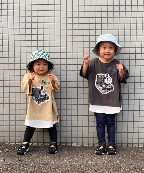 CIAOPANIC TYPY(チャオパニックティピー)の「【KIDS】【きかんしゃトーマス】コラボレイヤード風パッチワークTee(Tシャツ/カットソー・キッズ・ベージュ/チャコールグレー/ブルー/グレー系その他/サックスブルー・80/100/110/90)」の9枚目の写真