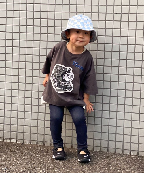CIAOPANIC TYPY(チャオパニックティピー)の「【KIDS】【きかんしゃトーマス】コラボレイヤード風パッチワークTee(Tシャツ/カットソー・キッズ・ベージュ/チャコールグレー/ブルー/グレー系その他/サックスブルー・80/100/110/90)」の11枚目の写真