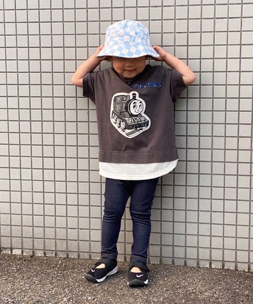 CIAOPANIC TYPY(チャオパニックティピー)の「【KIDS】【きかんしゃトーマス】コラボレイヤード風パッチワークTee(Tシャツ/カットソー・キッズ・ベージュ/チャコールグレー/ブルー/グレー系その他/サックスブルー・80/100/110/90)」の13枚目の写真