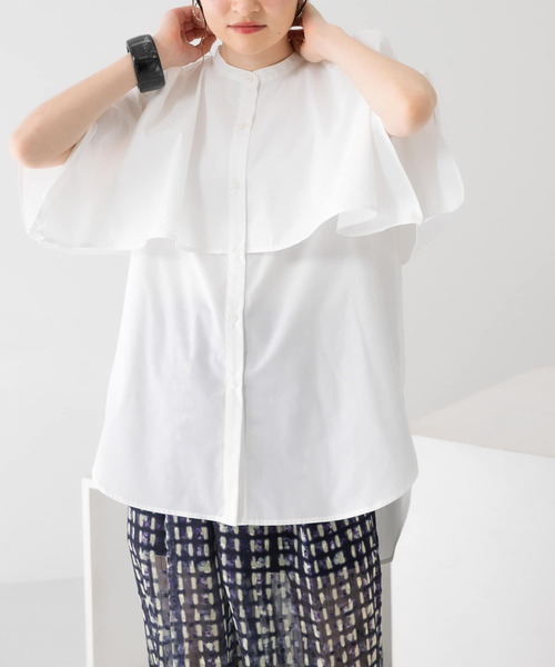 KBF（ケイビーエフ）の「2WAYマントブラウス（シャツ/ブラウス・レディース・ブラック/オフホワイト/グリーン系その他・ONE）」の9枚目の写真